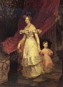 Karl Briullov Portrait of Gaand Duchess Yelena Pavlovna with her daughter Spain oil painting artist